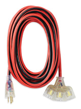 MAXIMUM 25-ft 14/3 Outdoor Extension Cord with 3 Grounded Outlets, Lighted End and Locking Connector, Hi-Visibility