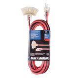 MAXIMUM 25-ft 14/3 Outdoor Extension Cord with 3 Grounded Outlets, Lighted End and Locking Connector, Hi-Visibility image 2