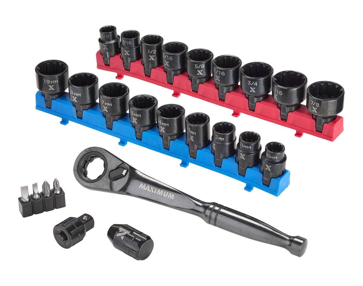 MAXIMUM 25 Piece 3/8" Drive Pass-Thru Socket Set