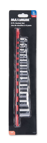 MAXIMUM 3/8-in Drive Regular Socket Set 12-pc, SAE, CRV, Nickel-Chrome Plating image 2
