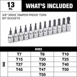 MAXIMUM 3/8-in Drive Tamper Proof Torx Bit Socket Set, Heat-Treated, 13-pc image 3