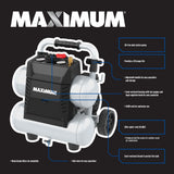 MAXIMUM 4.5-Gallon Quiet Air Compressor, 150 PSI, 1.3 HP image 5