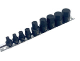 MAXIMUM 9 Piece Impact Stubby Bit Socket Rail Hex Metric