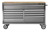MAXIMUM Butcher Block Top Rolling Tool Storage Cabinet with 10 Drawers, Stainless Steel, 56-in image 3