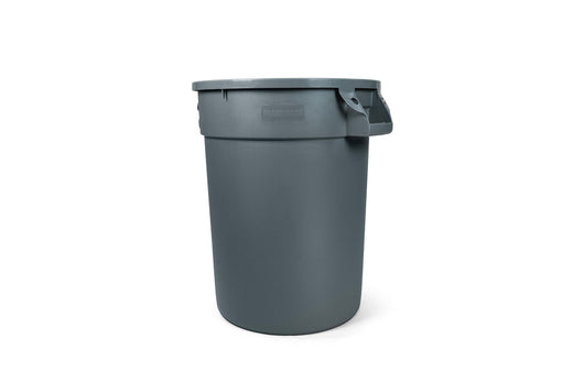 MAXIMUM Commercial Circular Outdoor Garbage Can with Lid, Grey