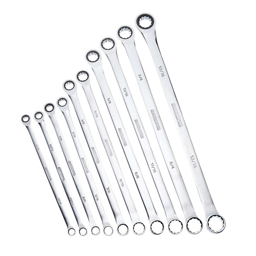 MAXIMUM Extra-Long Double Box-End Ratcheting Wrench Set, SAE, 10-pk
