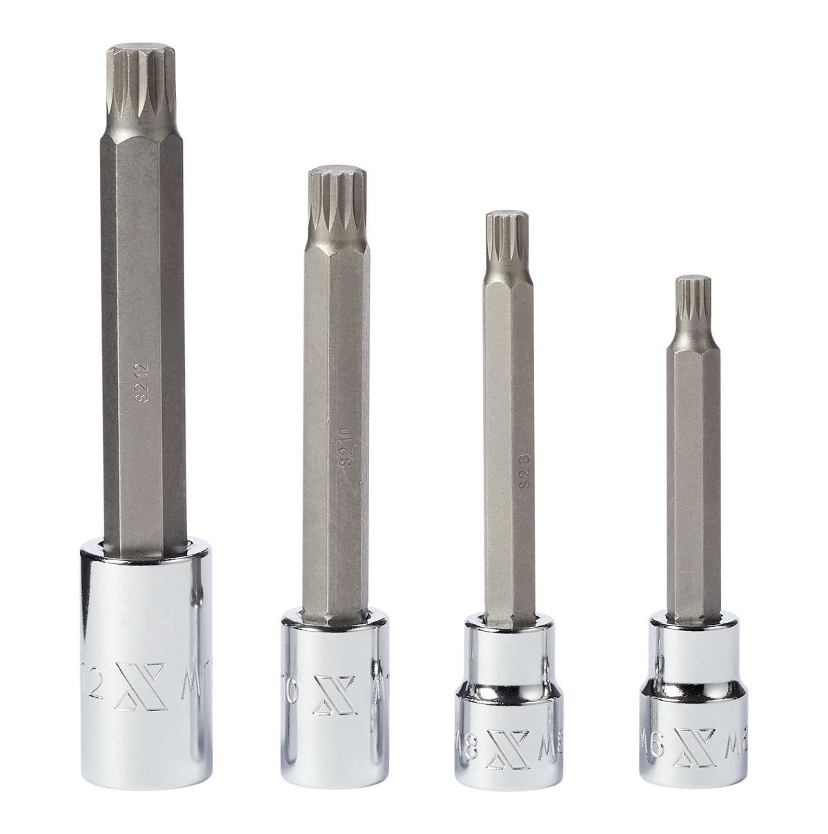 MAXIMUM Extra Long Shank Triple Square Bit Socket Set, 4-pc