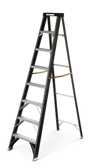 MAXIMUM Grade 1 Fibreglass Heavy-Duty Industrial Step Ladder, 250-lb, 8-ft