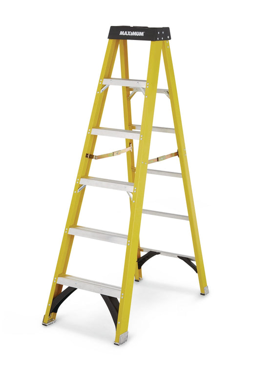 MAXIMUM Grade 1A Fibreglass Step Ladder, 300-lb 6-ft