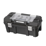 MAXIMUM Heavy-Duty Plastic Tool Box with Removable Tray & Organizer, 22-in, Black
