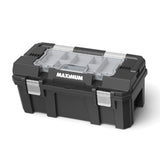 MAXIMUM Heavy-Duty Plastic Tool Box with Removable Tray & Organizer, 22-in, Black image 2