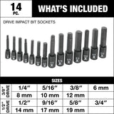 MAXIMUM Hex Impact Socket & Bit Socket Set, 14-pc, SAE/Metric image 5