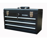MAXIMUM Portable Metal Tool Box with 3 Drawers, Black, 21-in