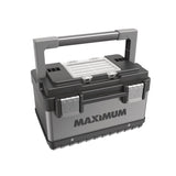 MAXIMUM Portable Plastic & Metal Tool Box with Removable Tray & Organizer, Black, 15-in
