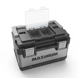 MAXIMUM Portable Plastic & Metal Tool Box with Removable Tray & Organizer, Black, 15-in image 4