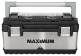 MAXIMUM Portable Plastic & Metal Tool Box with Removable Tray & Organizer, Black, 20-in image 2