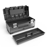 MAXIMUM Portable Plastic & Metal Tool Box with Removable Tray & Organizer, Black, 20-in image 4