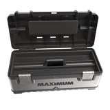 MAXIMUM Portable Plastic & Metal Tool Box with Removable Tray & Organizer, Black, 20-in image 5