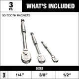 MAXIMUM Ratchet Set, 90-Tooth, 3-pc image 4