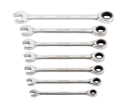 MAXIMUM Ratcheting Wrench Set, Metric, Nickel-Chrome Plating, 7-pc