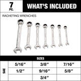 MAXIMUM Ratcheting Wrench Set, SAE, Nickel-Chrome Plating, 7-pc image 8