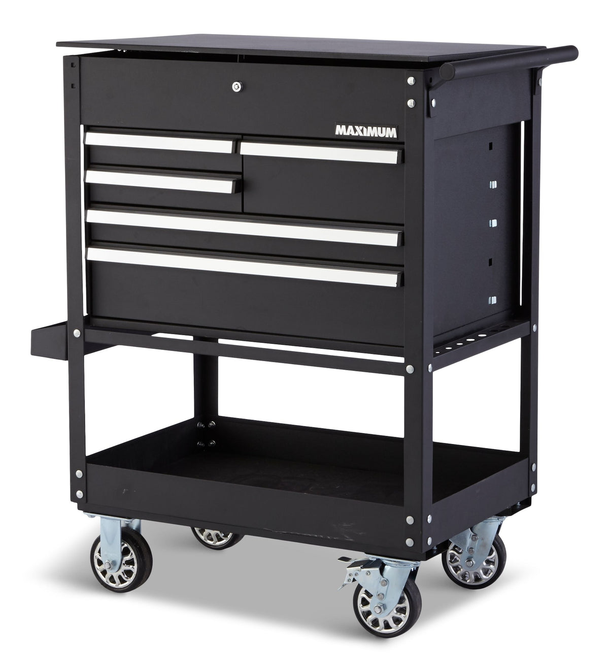 MAXIMUM Rolling Mechanics Tool Cart with 5 Drawers, Black, 30-in
