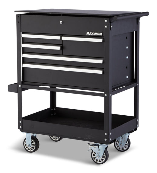 MAXIMUM Rolling Mechanics Tool Cart with 5 Drawers, Black, 30-in