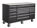 MAXIMUM Rolling Tools Storage Cabinet with 15 Drawers, Black, 72-in x 30-in