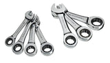 MAXIMUM Stubby Ratcheting Wrench Set, Metric, Nickel-Chrome Plating, 7-pc