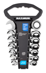 MAXIMUM Stubby Ratcheting Wrench Set, Metric, Nickel-Chrome Plating, 7-pc image 3