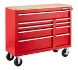 MAXIMUM Tool Storage Cabinet, Built-In Power Bar with USB, 9-Drawer, 47-in, Red