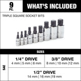 MAXIMUM Triple Square Socket Set, Polished Nickel Plating, 9-pc image 3