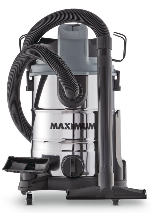 MAXIMUM VKD811SW 5.5 Peak HP Stainless Steel Wet/Dry Shop Vacuum with Hose and Accessories, 30-L