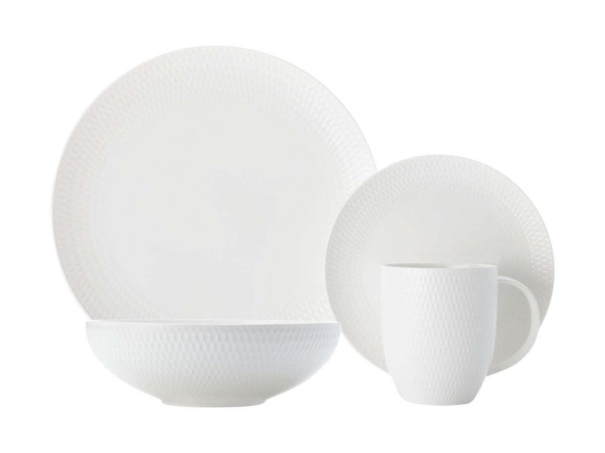 Maxwell & Williams Round Diamond Porcelain Dinnerware Set, Serves 4, 16-pc, White