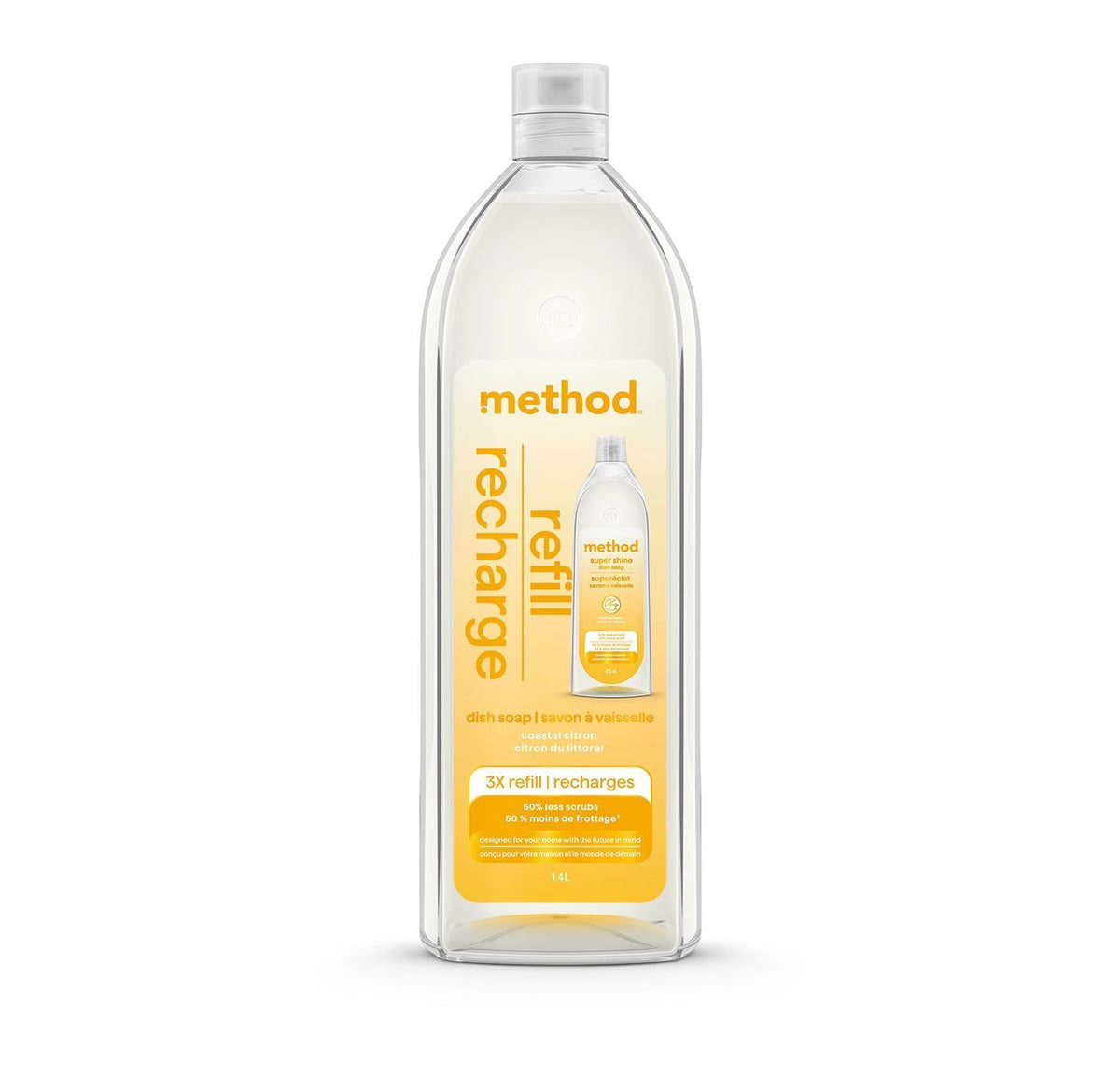 Method Super Shine Liquid Gel Dish Soap 3x Refill, Various Scents, 1.4-L