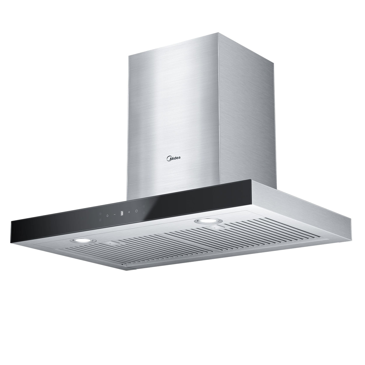 Midea Glass 450CFM T-Shape Kitchen Exhaust Fan Range Hood with Gesture Controls, Stainless Steel, 30-in