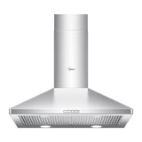Midea Pyramid 450CFM Push Button Wall Mount Kitchen Exhaust Fan Range Hood, Stainless Steel, 30-in