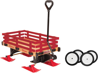 Millside Industries Express Kids' Convertible Wooden Wagon Sleigh/Sled For All Seasons, Ages 3+