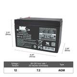 MK Battery 12-Volt 7.2 Ah SLA Battery, F2 Terminal