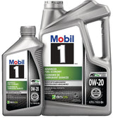 Mobil 1 Advanced Fuel Economy 0W20 Synthetic Engine/Motor Oil Set, 4.73-L + 1-L