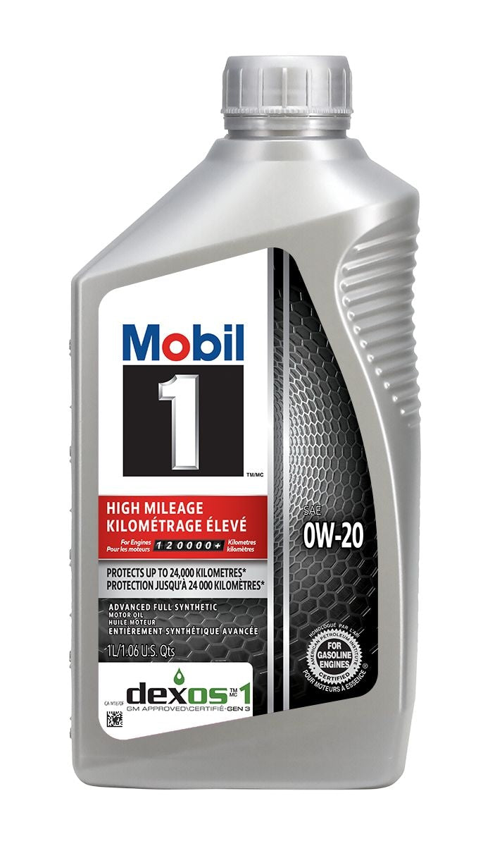 Mobil 1 High Mileage 0W20 Synthetic Engine/Motor Oil, 1-L