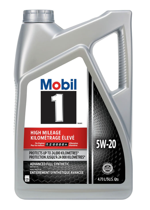Mobil 1 High Mileage 5W20 Synthetic Engine/Motor Oil, 4.73-L