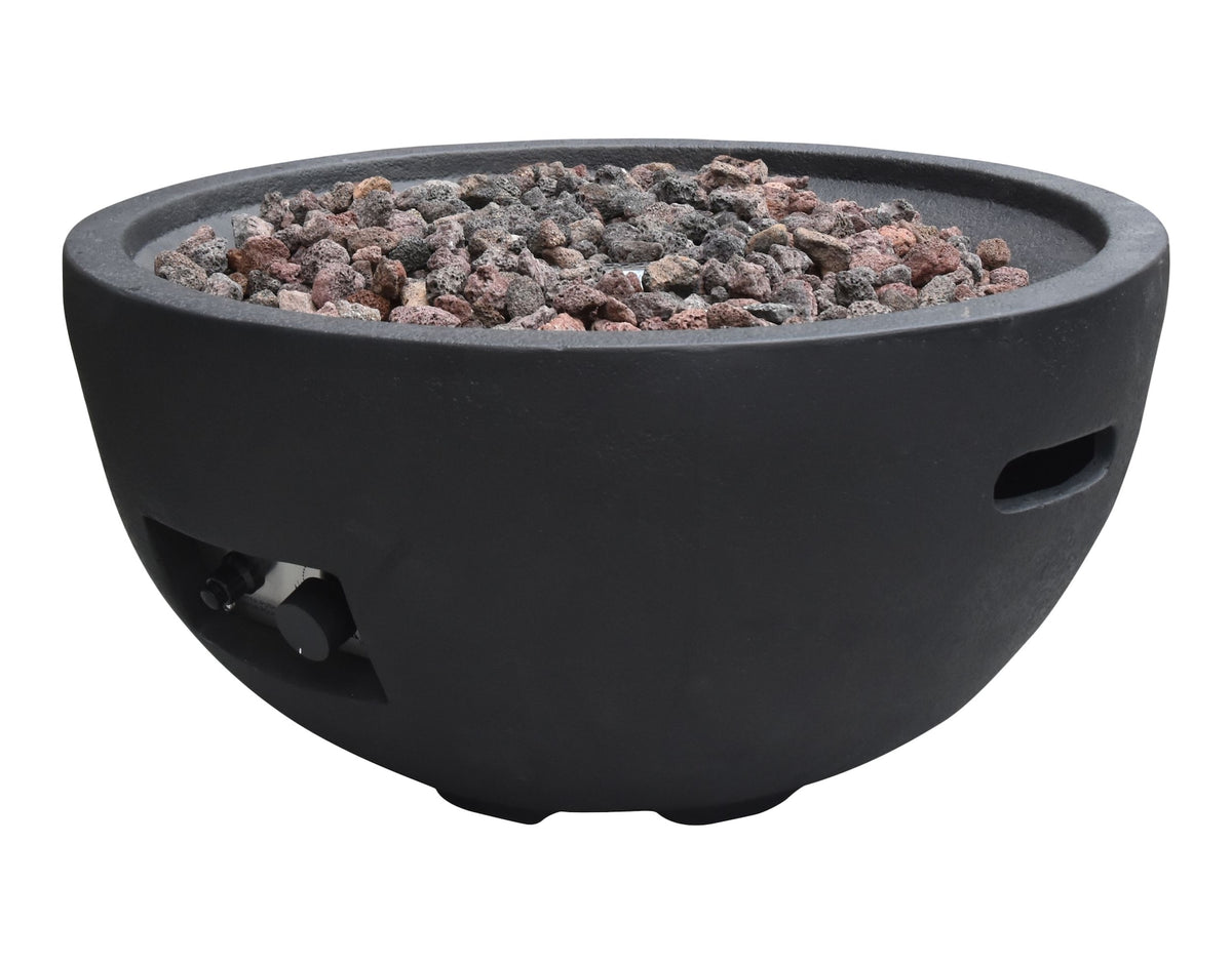 Modeno Jefferson Round Gas Fueled Outdoor Fire Bowl with PVC Cover, 40,000 BTUs, 13.7-in