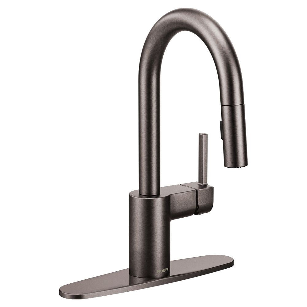 Moen Align Single Handle High Arc Pull Down Spot-Resist Sprayer Kitchen Faucet with Power Clean, Black Stainless Steel