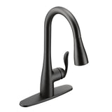 Moen Arbor Single Handle Modern Pull Down Kitchen Faucet with Reflex & Power Clean, Matte Black