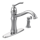 Moen Belfield Single Handle High Arc Kitchen Faucet with Side Sprayer, Chrome