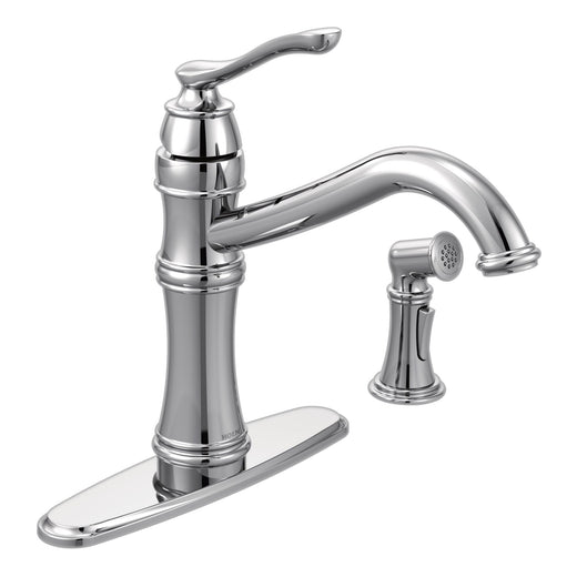 Moen Belfield Single Handle High Arc Kitchen Faucet with Side Sprayer, Chrome