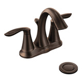 Moen Eva Double Handle High Arc 4-in Centerset Bathroom Sink Faucet, WaterSense Certified, Oil Rubbed Bronze
