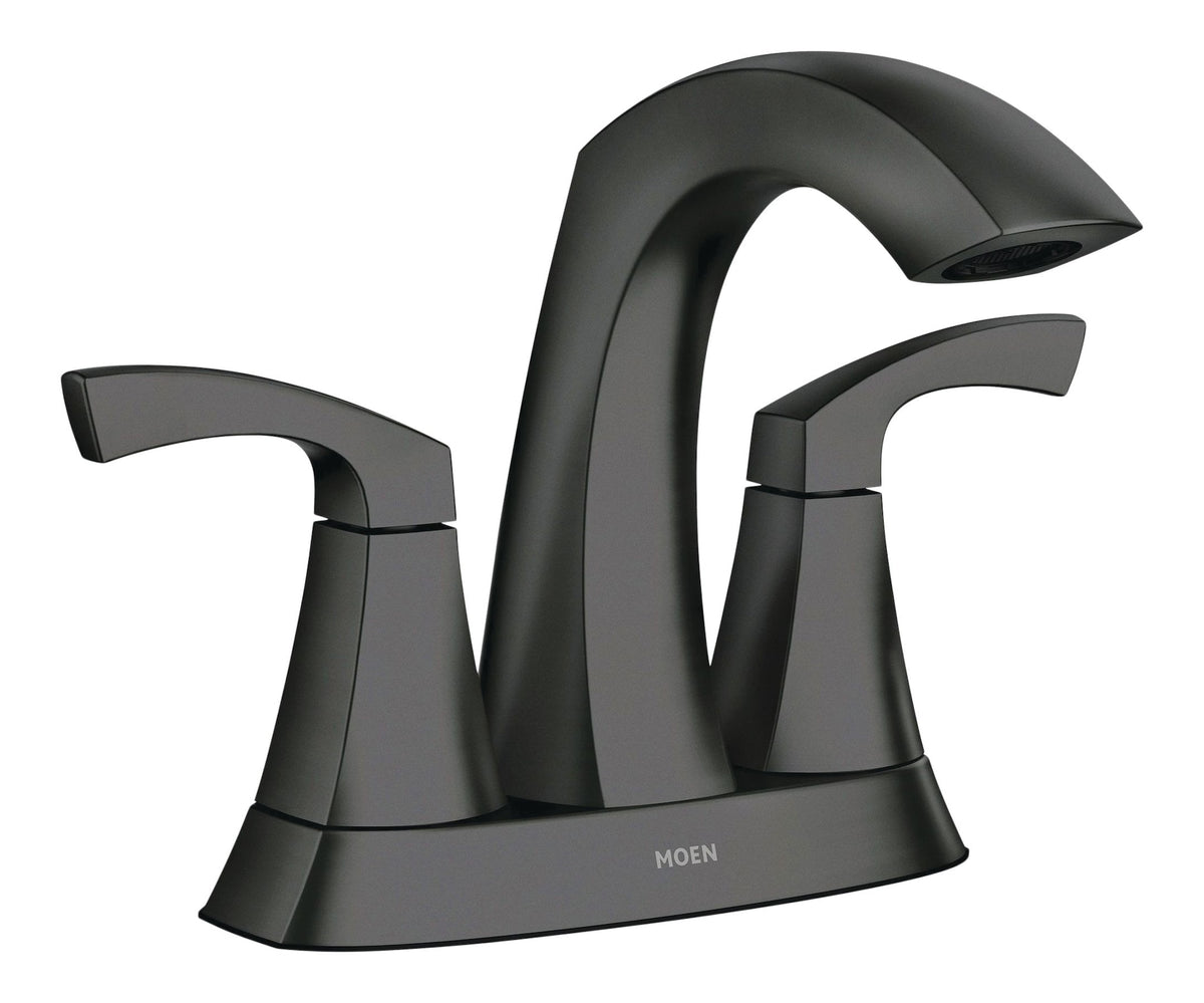 Moen Lindor Double Handle Bathroom Faucet, Meets EPA WaterSense Criteria, Matte Black
