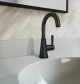 Moen Mikah Single Handle Bathroom Faucet, Matte Black image 3